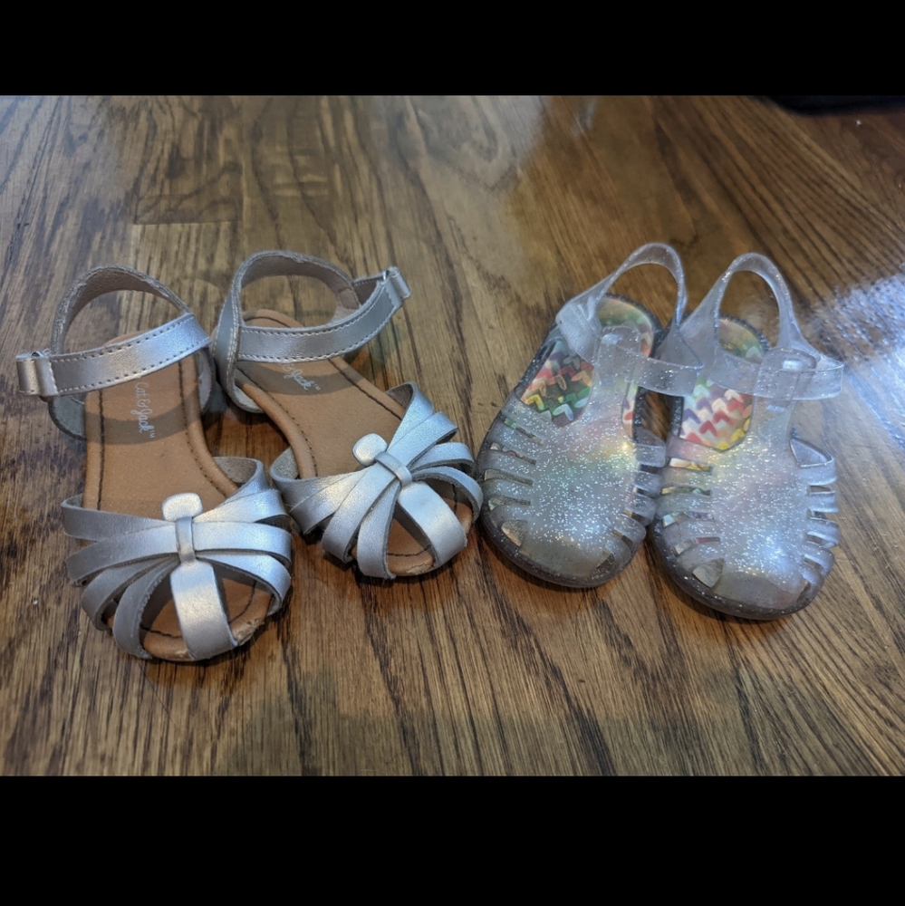 Size 8 silver sandals bundle little girl cat & jack